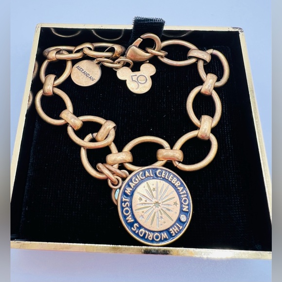 Alex And Ani Walt Disney World 50th Anniversary Gold Copper Chain Link Bracelet - Picture 1 of 8